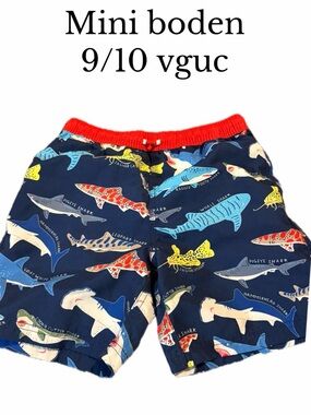 Mini boden 9-10 boys shark swim trunks